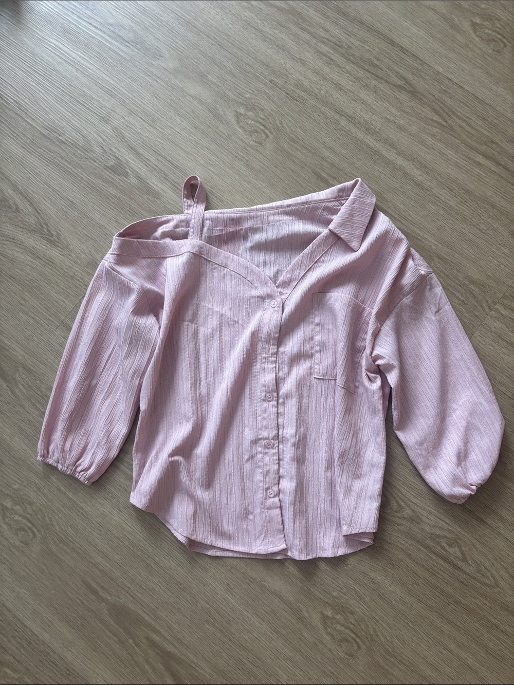 Women's Pink Off-Shoulder Button-Front Blouse